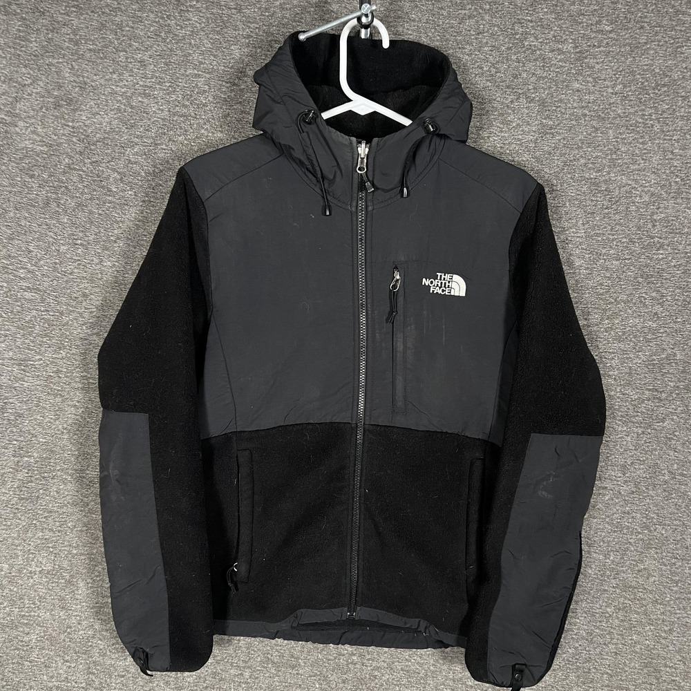 The North Face Jacket Womens Medium Black Denali Hooded Hybrid Fleece Full Zip